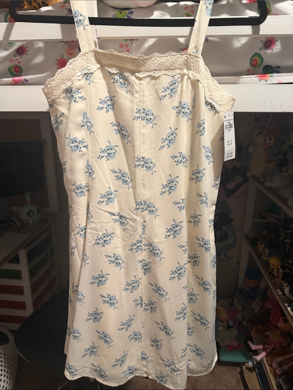 abercrombie kids Cream Floral Sundress with Light Blue Print
